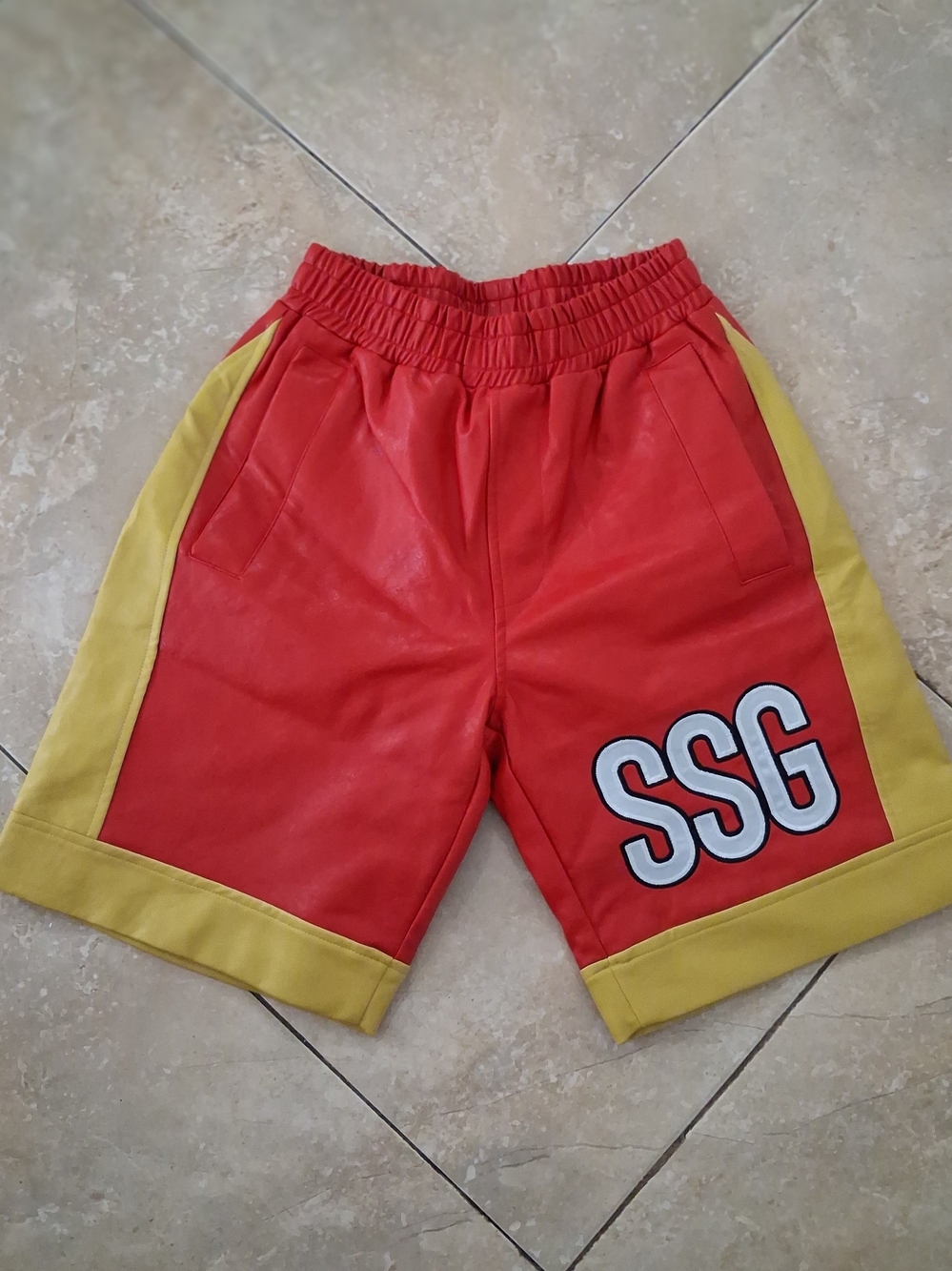 Onepiece Red and Yellow Athletic Shorts with SSG Patch